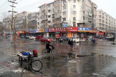 Baoding, Centre ville après la neige (c) Yves Traynard 2009