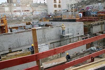 Paris, Chantier de la Piscine Dénoyez en février 2007 (c) Yves Traynard 2007