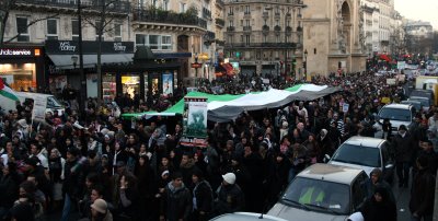 Paris, Boulevard Bonne Nouvelle, Manifestation Gaza (c) Yves Traynard 2009