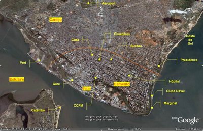 Maputo, vue aérienne commentée (c) Yves Traynard & Google Earth